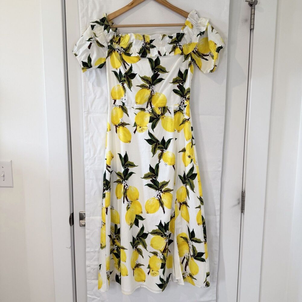 Sugar Lips Lemon Dress Women Small Sundress Lined Wedding Tea Nantucket Preppy